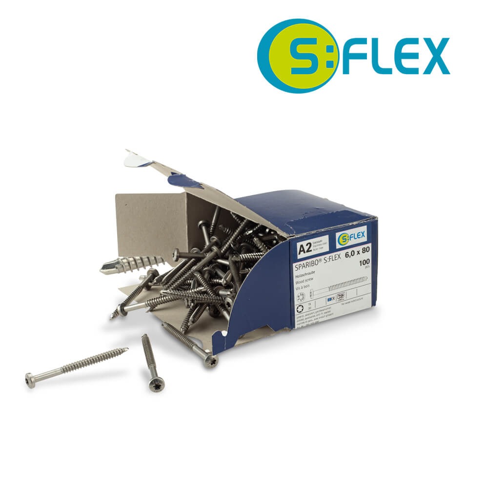 S:Flex Holzschraube 6x80 A2 TX 30 VPE enthält 100 Stück.